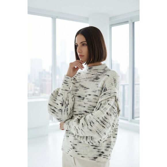 $258 VARLEY Belgrave Sweater dramatic puffy sleeves plush soft statement S - Picture 15 of 16